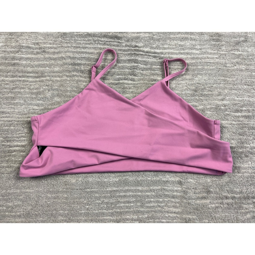 PrettyLittleThing Sports Bra Women 12 Pink PLTSport Wrap Front Adjustable Straps